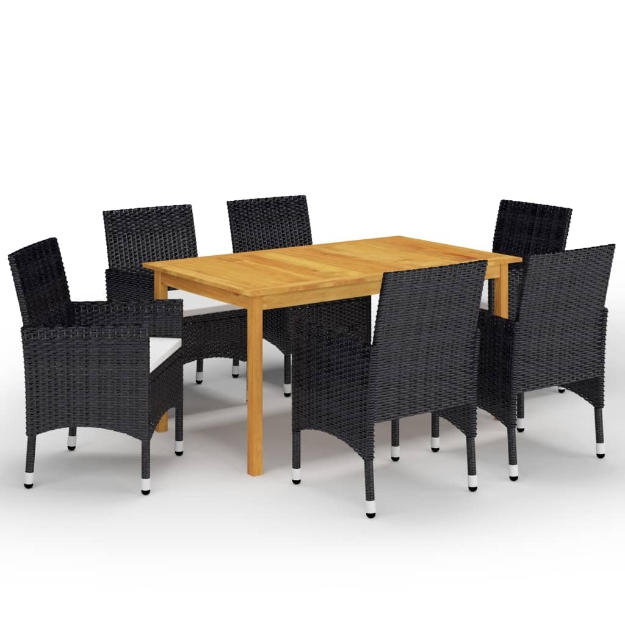 Set Mobili da Pranzo per Giardino 7 pz Nero